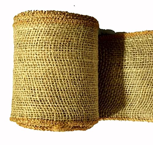 Burlap Ribbon 3" x 10 Yards Natural Jute 3 Inch 30ft roll (Natural, 3 Inch X 10 Yards) - Thumbnail 4