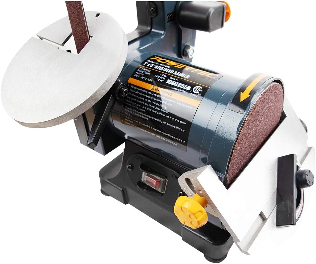POWERTEC BD1502 Belt Disc Sander for Woodworking | 1 in. x 30 in. Belt Sander with 5 in. Sanding Disc - - 