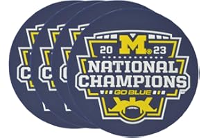 COLLEGIATE PULSE Michigan Wolverines College Football Playoff (CFP) 2023 National Champions Pack of 4 PVC Coasters Set