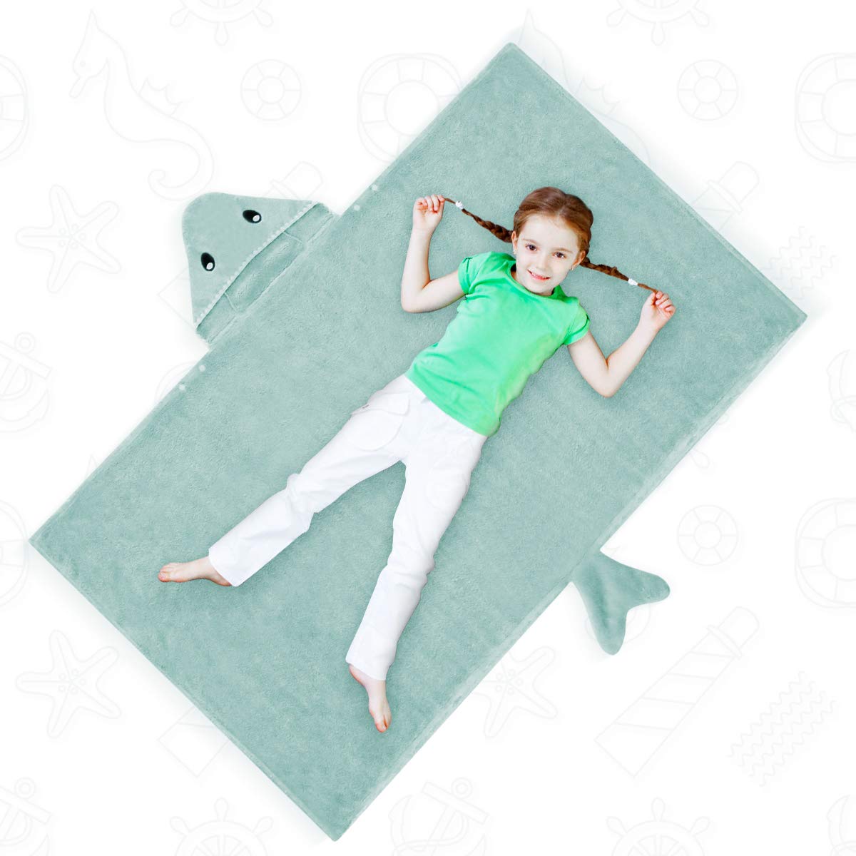 Kids Bath Towels,Premium Hooded Towel for Toddlers Highly Absorbent Coral Fleece Bathrobe for Boys Girls-27.5\