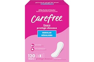 Carefree Acti-Fresh Panty Liners, Soft and Flexible Feminine Care Protection, Regular, 120 Count