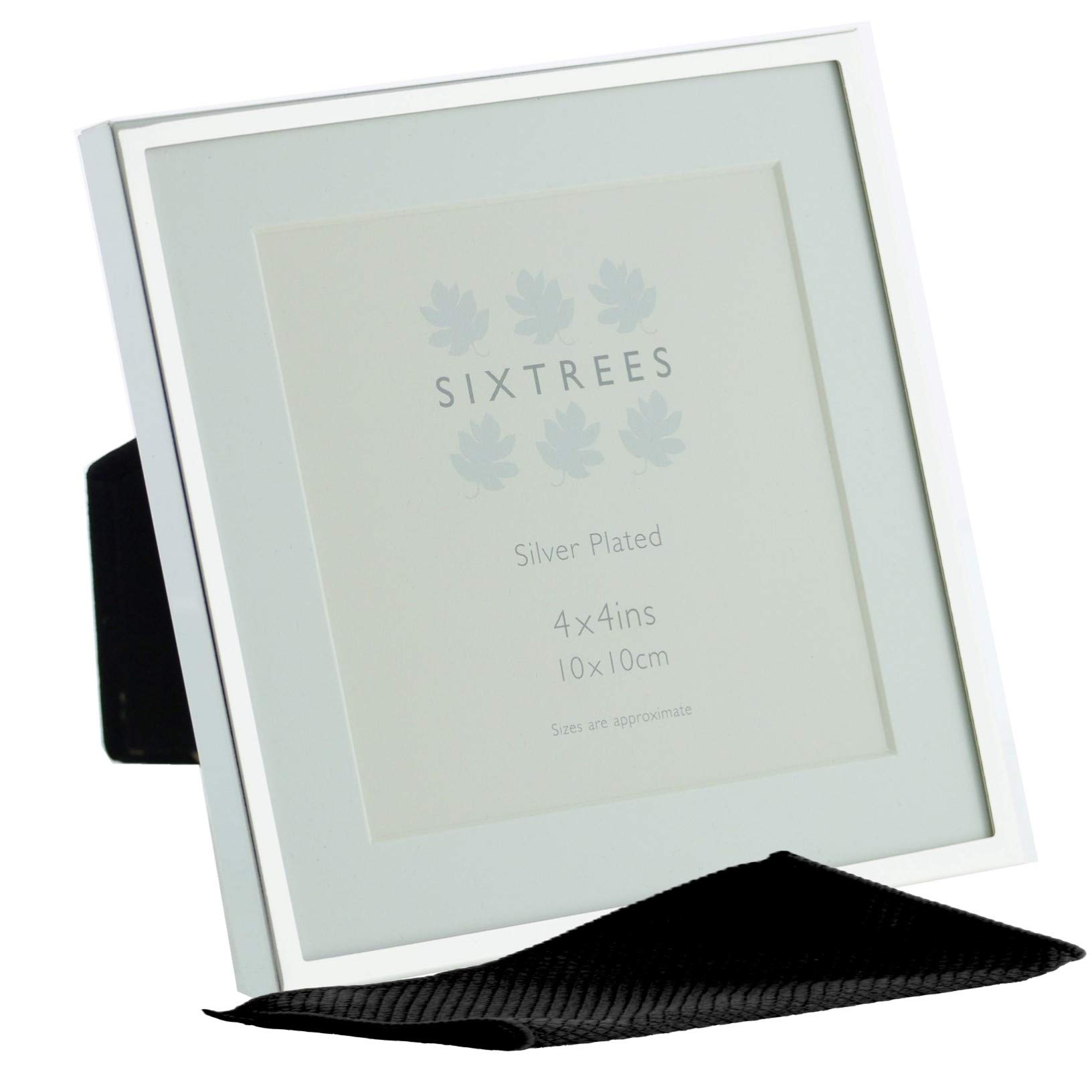 Sixtrees Park Lane 265344(MIF) Silver Plated 4 x 4 inch Photo Frame with Mount - Complete with microfibre polishing cloth.