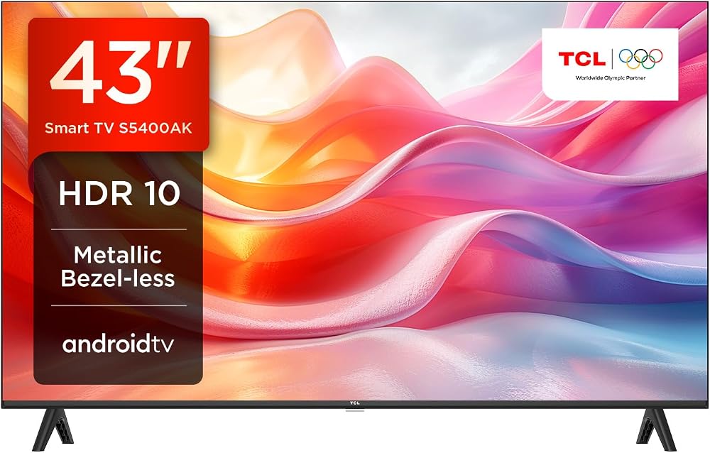 TCL 43S5400AK 43 Inch Android Smart TV HDR FHD Bezeless Design Dolby Audio