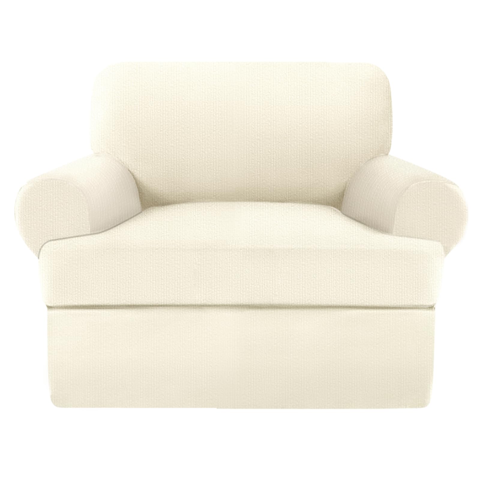 Photo 1 of Jcones 2 Pieces T Cushion Chair Covers with Arms Super Stretch Chair Slipcover for Living Room Pet Dog Universal Slip Cover Anti Slip Armchair Furniture Protector (Light Yellow, 1 Cushion)
