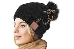 Aiwhfqdz Bluetooth Beanie Hat for Women with Pompom, Music Hat with Wireless Headphones Christmas Stocking Stuffers Gifts