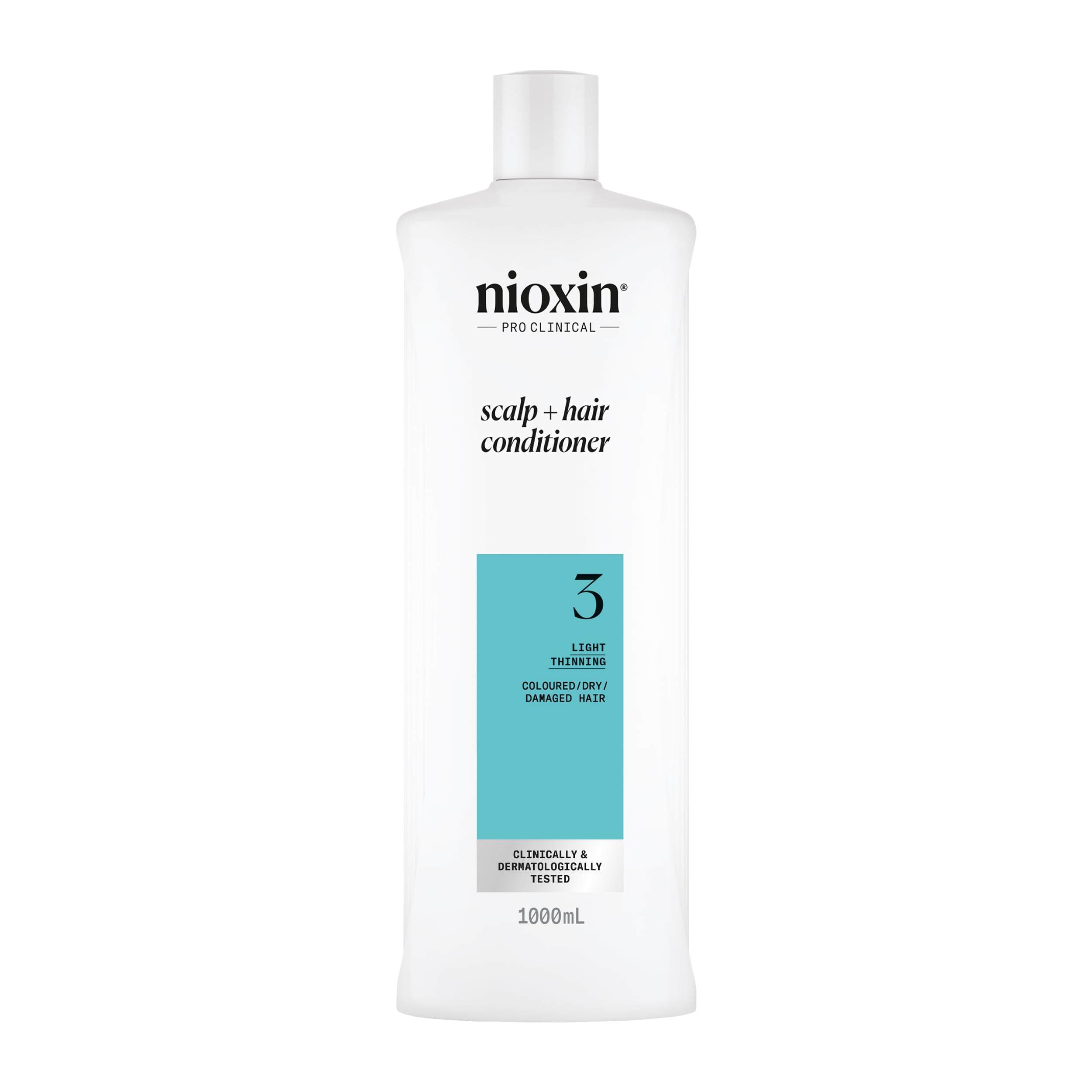Nioxin System 3 Scalp + Hair Conditioner - Hair Thickening Conditioner for Coloured, Dry and Damaged Hair with Light Thinning - with Biotin & Niacinamide, 1L