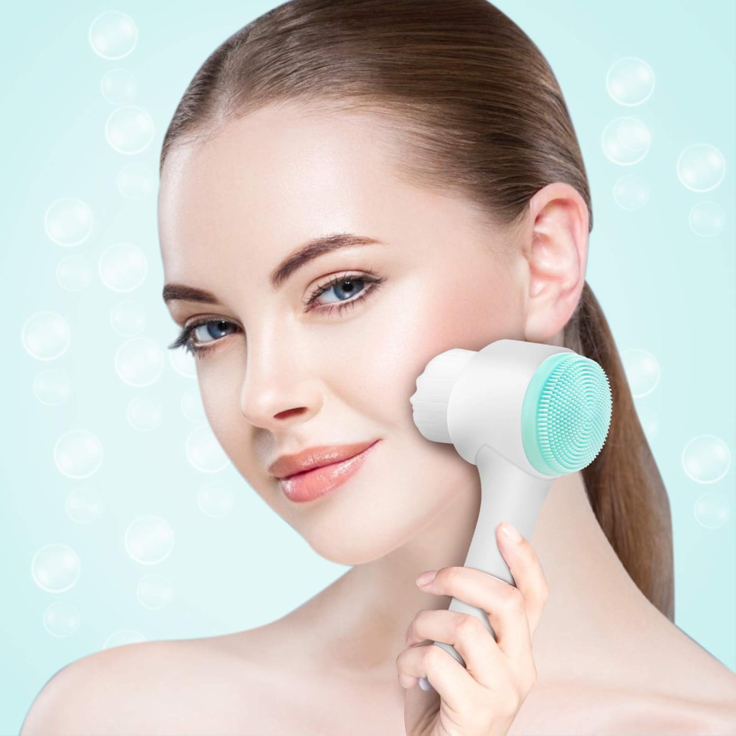 Face Brush - Manual Facial Cleansing Brush And Pore Cleansing Manual Dual Face Brush For Sensitive, Delicate, Dry Skin (Blue): Beauty