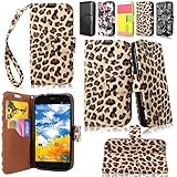 Cellularvilla Wallet Case for BLU Life Play L100A Brown Leopard Pu Leather Wallet Card Flip Open Pocket Case Cover Pouch