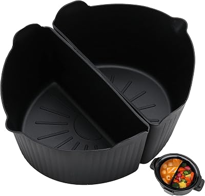 Darbermu Slow Cooker Liner 2pcs Silicone Dividers for 6-8Qt Crockpot Black