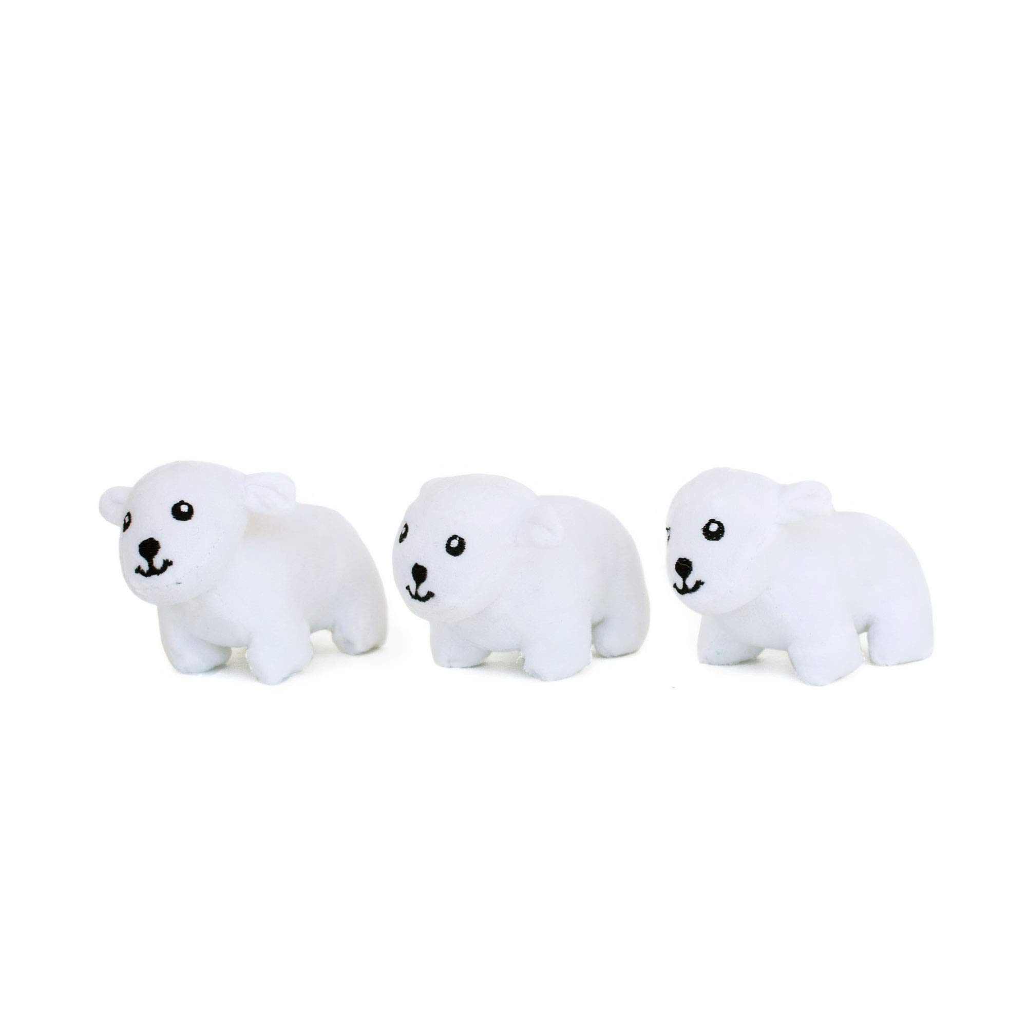 ZippyPaws Miniz 3-Pack - Polar Bears Dog Plush Toy for Small Dogs
