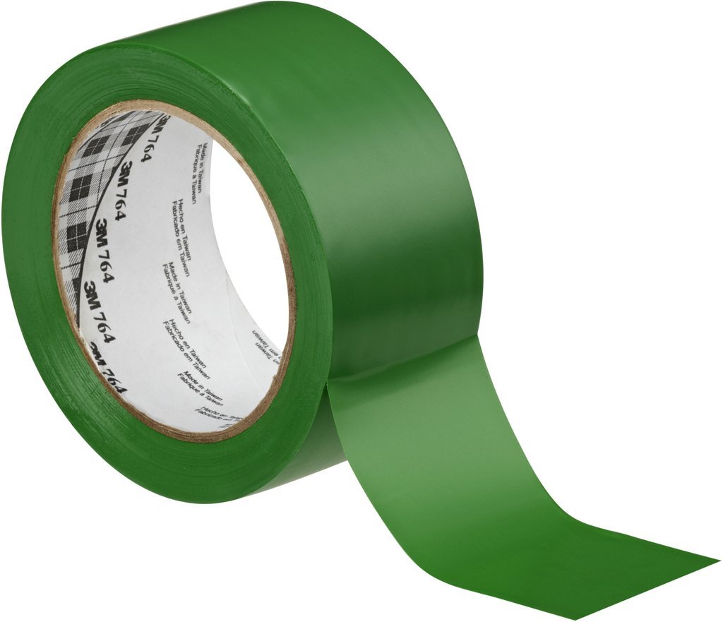 3M 764i General Purpose Vinyl Tape, 50 mm x 33 m, Green, Pack of 24