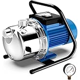 FOTING 1.6HP Portable Shallow Well Pump, 1600GPH 115V Garden Pump Jet Pumps, Stainless Steel Water Transfer Draining Irrigati