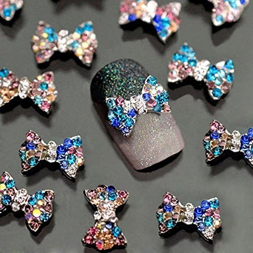 Eworld - 3D Alloy Rhinestone Bow Tie - Nail Art DIY Decorations Jewelry Alloy Nail Care - 10 Pcs