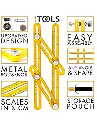 Herramienta de plantilla de múltiples ángulos, regla de medición de ángulos, herramienta multiángulo con pernos y pernos de metal, perfecto para inclinación, suelo, ladrillo, construcción de cubiertas
