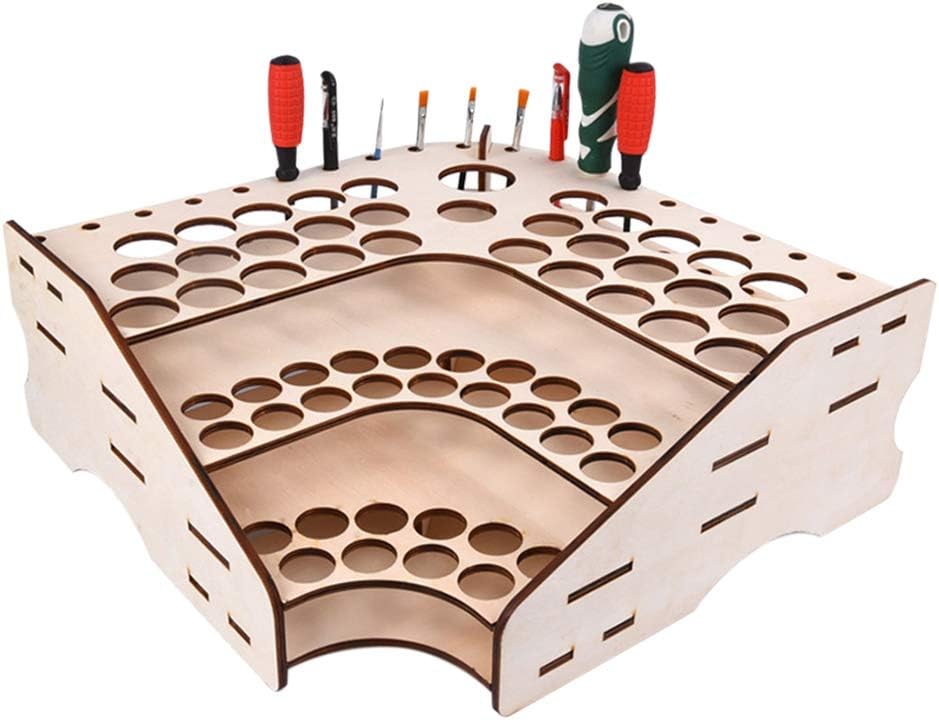 81 Holes Home Wooden Pigment Bottle Storage Organizer Paint Ink Brush Stand Rack Modular Holder Color Storage Rack 1Pack
