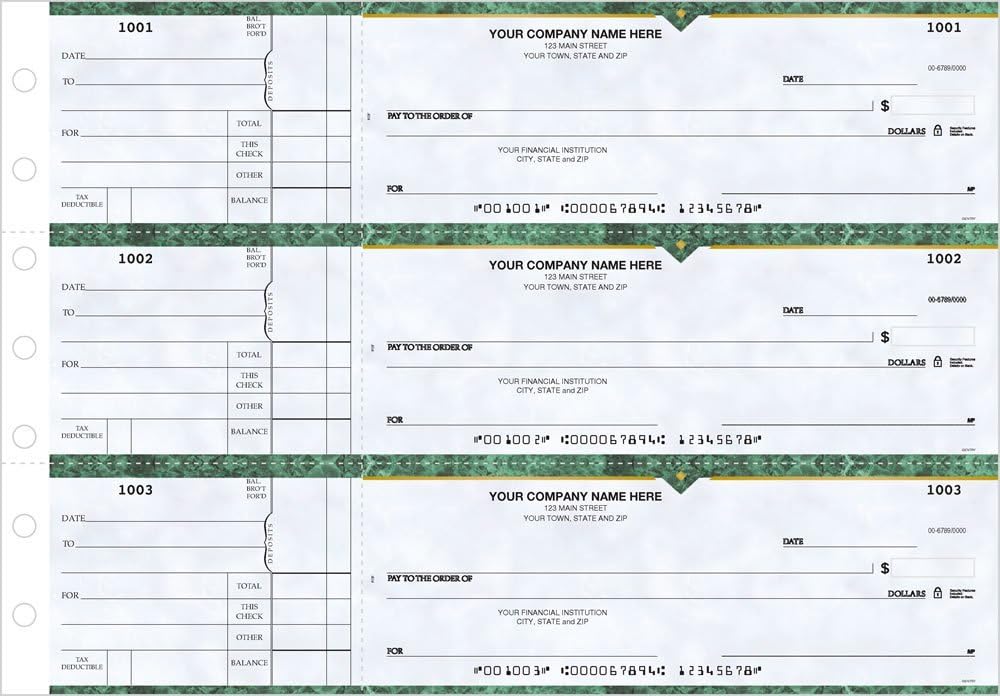 General Manual Business Checks, 3 to a Page Blue Multipurpose Checks, 250 Single Checks : Office Products