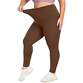 IUGA Buttery Soft Plus Size Leggings for Women No Front Seam Leggings with Pockets for Women Tummy Control Yoga Pants Chestnut