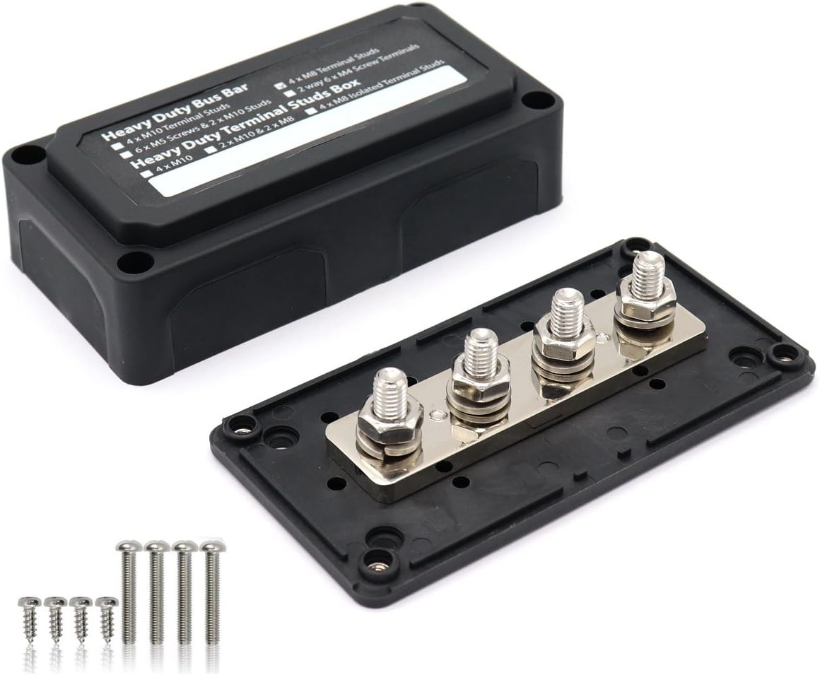 T Tocas 300A Heavy-Duty Module Design Power Distribution Block Busbar Box with 4x M8(5/16") Terminal Studs: Automotive