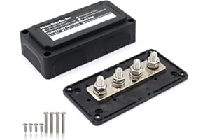 T Tocas 300A Power Distribution Block Bus Bar 4 x 5/16" M8 Posts, Max 48V Busbar Box