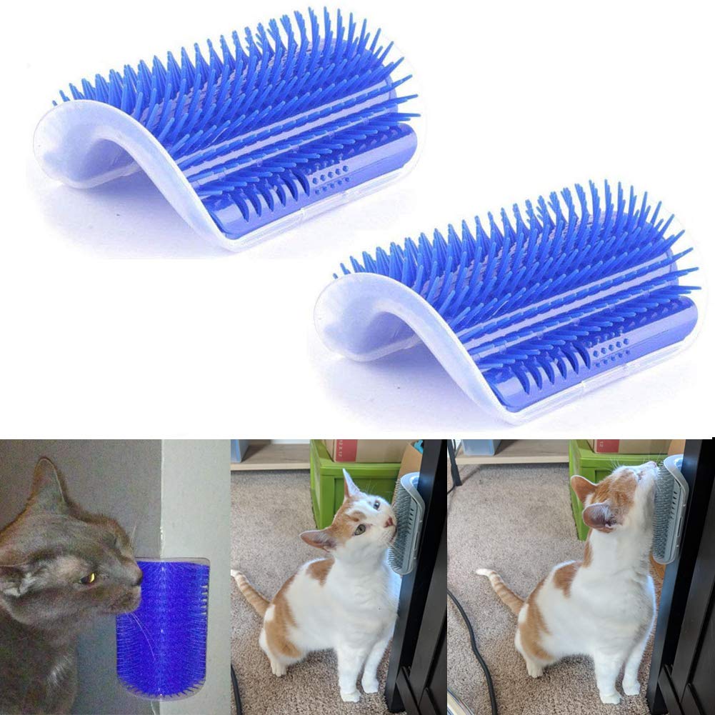 VintageBee 2 Pack Pet Brush Massage Perfect Tool for Cats with Long and Short Fur, Cat Self Groomer with Catnip