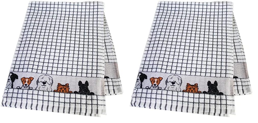 Samuel Lamont & Sons Poli-Dri Jacquard Tea Towel Grey Dogs, Size 50cm x 70cm, 100% Cotton Terry Towelling, Ultra-absorbent & Super Soft, Machine Washable, Grey, One Size (Pack of 2) — image 1