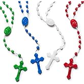 JUXINGDAZYF Bulk Rosaries Pack of 100, 17 Inch Assorted Plastic Rosary Beads Catholic 4 Colors