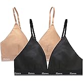 Hanes Women's Triangle Bralette Pack, 2-Pack, Originals Breathable Stretch Cotton Bras for Women, Wireless Bra