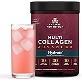 Ancient Nutrition Advanced Multi Collagen Protein Powder Hydrate, Mixed Berry, 30 Servings