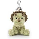 Apricot Lamb Green Triceratops Cute Keychain, Soft Stuffed Plush Toy Keyring for Kids' Backpack, Purse, 5 Inches