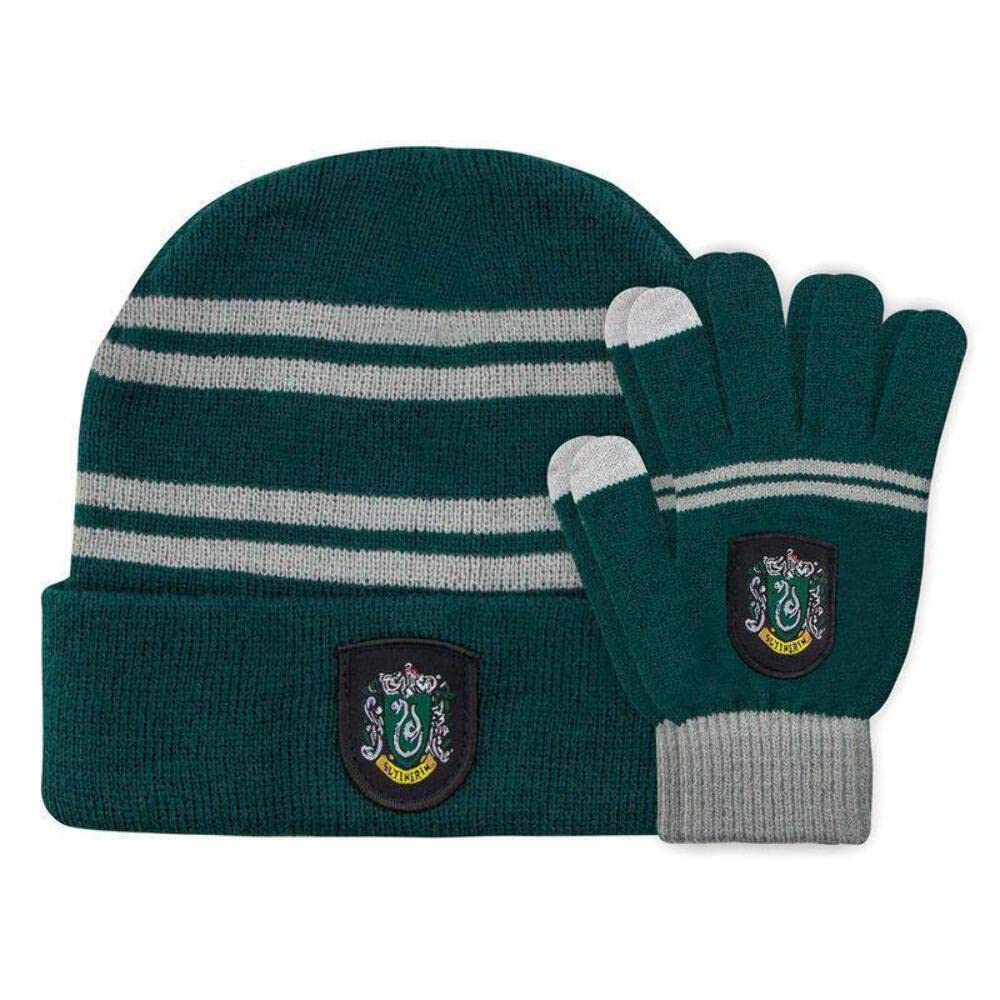 Cinereplicas - Harry Potter - Beanie and Gloves Set - Kids -Offcially licensed - Slytherin - Green & Grey