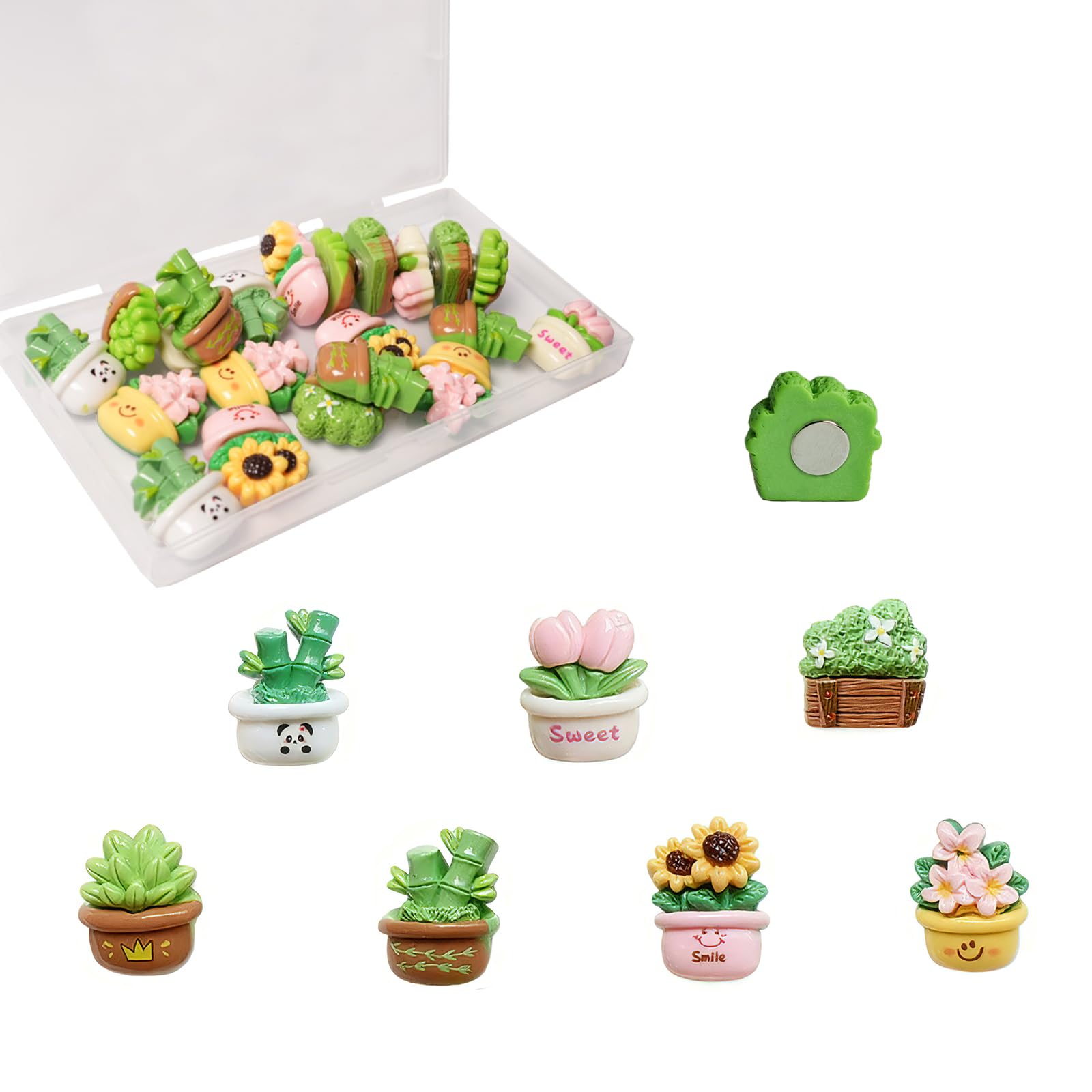 Photo 1 of 21 PCS Plant Fridge Magnets Refrigerator Magnets Cute Mini Potted Plant Shape Magnets for Kitchen Office Whiteboard