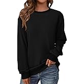 GKBK Womens Long Sleeve Sweatshirt Casual Crew Neck T Shirt Cute Pullover Tops Lightweight Loose Fit Sweater 2025 Fall Outfit