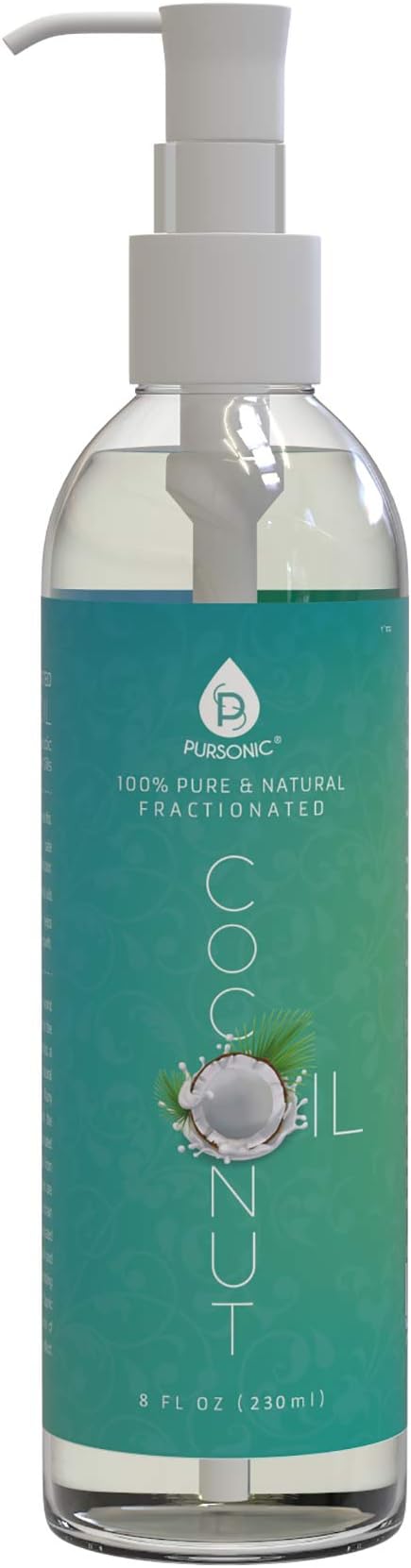 Pursonic 100% Pure Fractionated Coconut Oil, 8oz Oil for Massages, Therapeutic Recipes & Essential Oils (8)