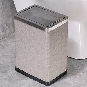 LAGITON Oficina Tapa Abatible Cubo De Basura, Acero Inoxidable Estrecho