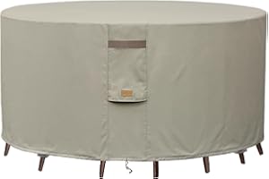 Garden Balsam Heavy Duty Waterproof Patio Furniture Covers,Fade Resistant Round Outdoor Table and Chair Covers Round 96"Diax28"H Beige