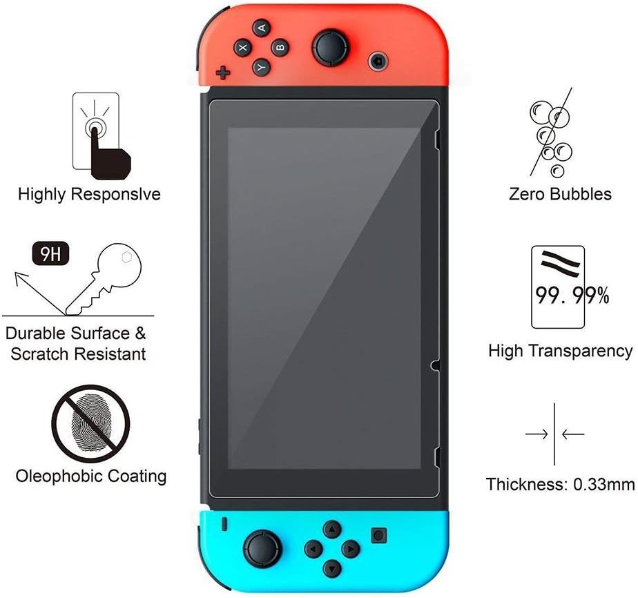 Maexus 2 Pcs Switch Screen Protector Tempered Glass Premium HD Clear Anti-Scratch Screen Protector for Nintendo Switch: Electronics