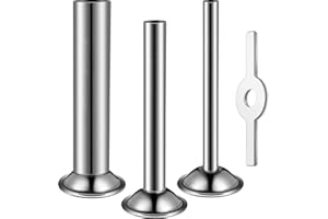 Mudder 4 Pieces Sausage Stuffer Kit 3 Different Sizes Stainless Steel Grinder Tubes with Sausage Stuffer Ring for Size 5 Meat
