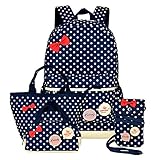 Girls Backpacks and Lunch Bag for School Book Bag and Handbag Purse Polka Dots (Navy 4Pcs Polka Dots)