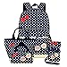 Moonwind Polka Dot 3pcs Kids Book Bag School Backpack Handbag Purse Girls Teen (Navy 4Pcs Polka Dots)