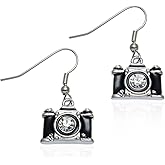 PammyJ Small Black Camera Earrings