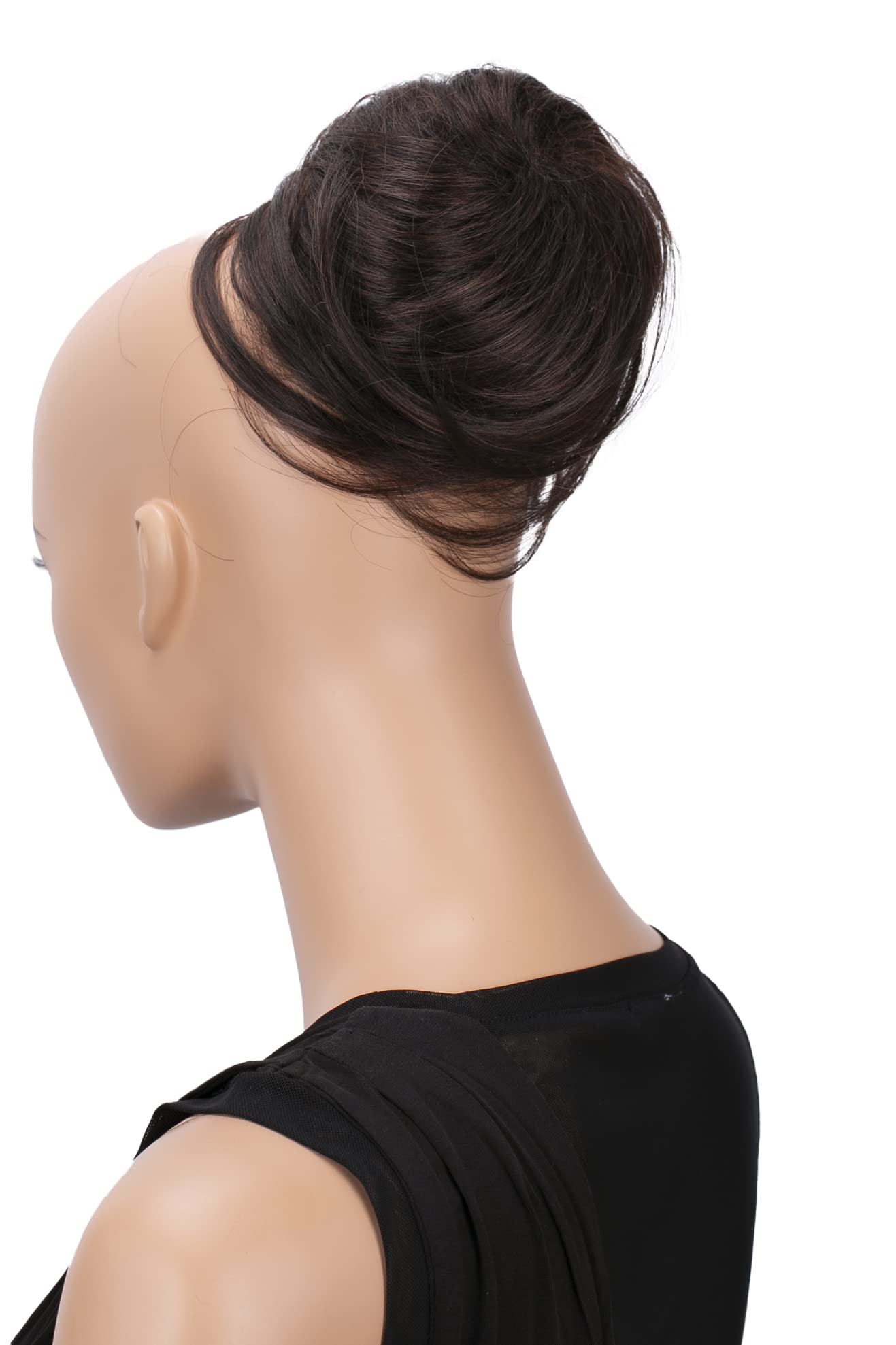 CAISHA Bun Hairpiece Ponytail Hepburn-Bun Scrunchie Updo Dark Brown Mix DC5