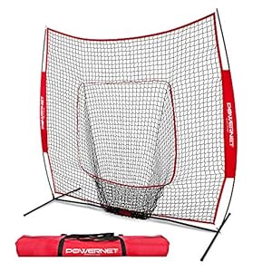 PowerNet Baseball Softball Practice Net for Hitting and Throwing with 7×7 Bow Frame