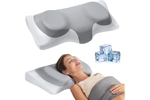 ABLEGRID Dual-Layer Memory Foam Cervical Neck Pillow,Contour Cooling Gel Support Pillow for Neck Shoulder Pain Relief,Ergonomic Orthopedic Adjustable Deep Sleep Bed Pillow for Side,Back,Stomach Sleep