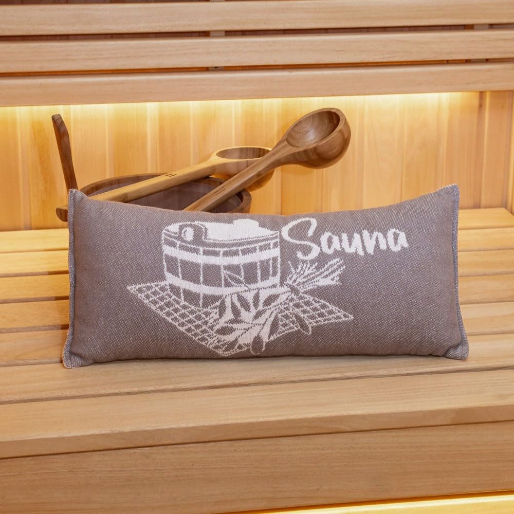 Ger3as Sauna Pillow, Travel Pillow, Cotton, 100% Sauna Cushion, 50 x 22 cm, Sauna Pillow (Light Grey/White)