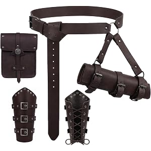 Medieval Pirate Sword Belt Pouch Set with Sword Frog For Larp Viking | Renaissanc Costume Accessories with Sword Holster Brac