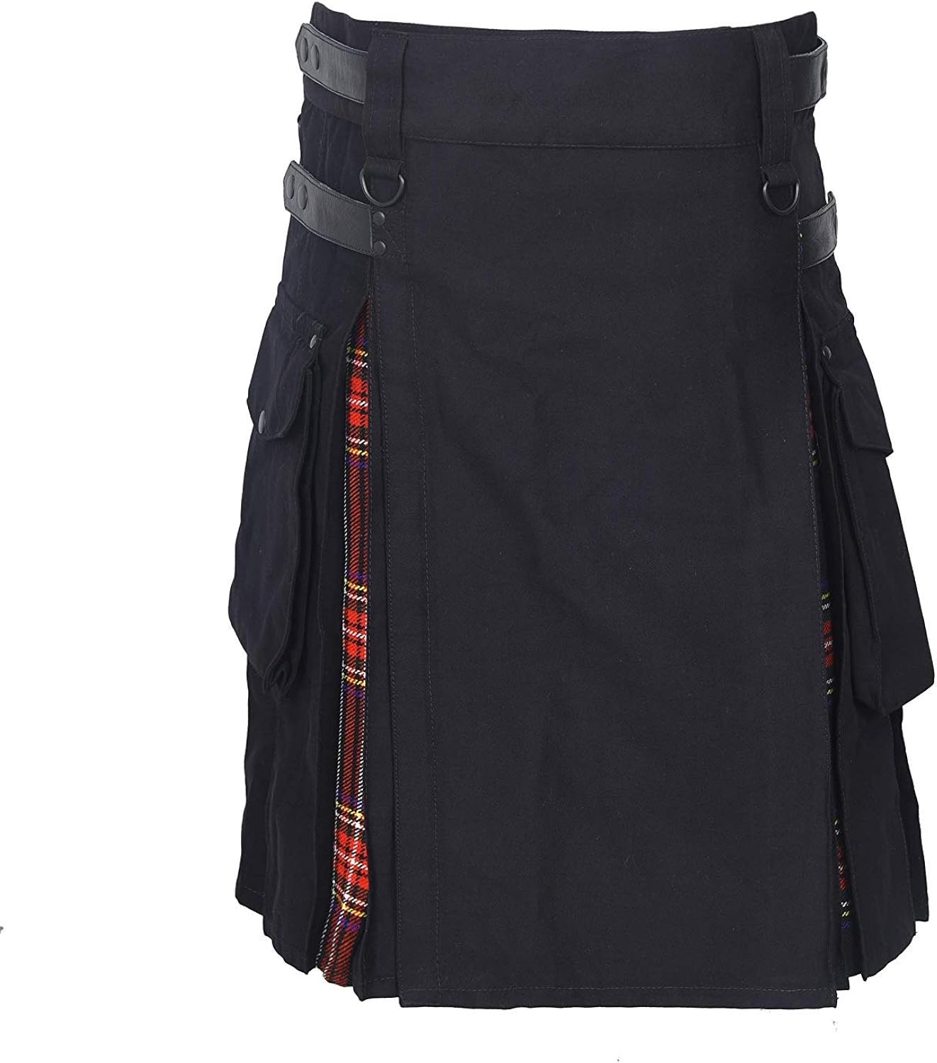 SHYNE KILTS U.K Homme Hybride Cuir Bretelles, Coton &Écossais