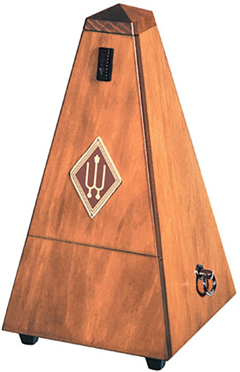 Metronome Taktell Pyramid Shape System Maelzel Series 800 - Solid wood casing - Without bell - Matte walnut - Mechanically wound - No batteries required - Made in Germany