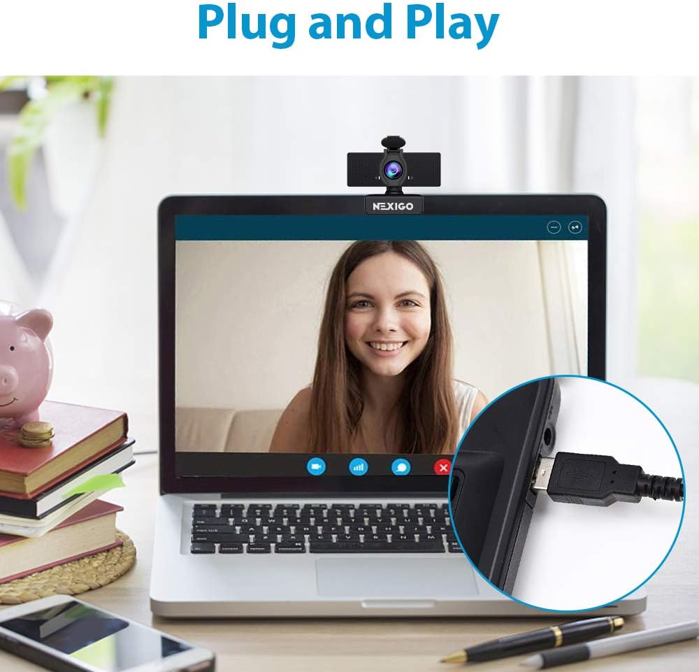 1080P Business Webcam with Microphone & Privacy Cover, 2020 NexiGo N60 USB HD Camera, 110-degree Wide Angle, Plug and Play, Laptop Computer Web Cam for Zoom YouTube Skype FaceTime OBS Teams: Computers & Accessories