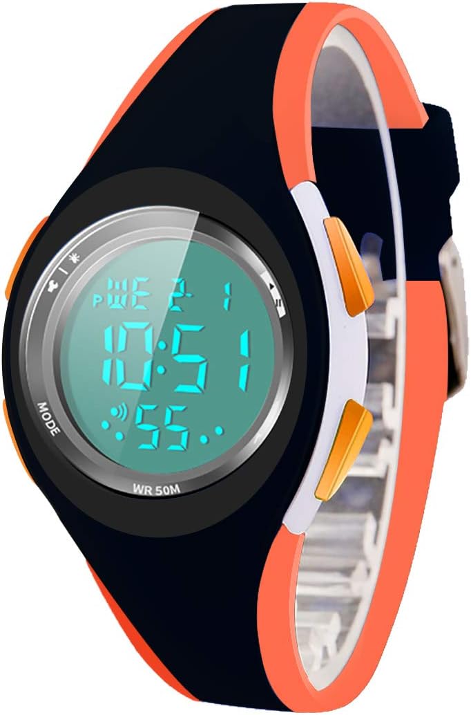 Kid Watch Sport LED Alarm Stopwatch Digital Child Quartz Wristwatch for Boy Girl O