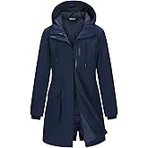 33,000ft Women's Waterproof Insulated Coats with Hood Long Rain Jackets Thicken Warm Winter Coats Windproof Jacket for Travel